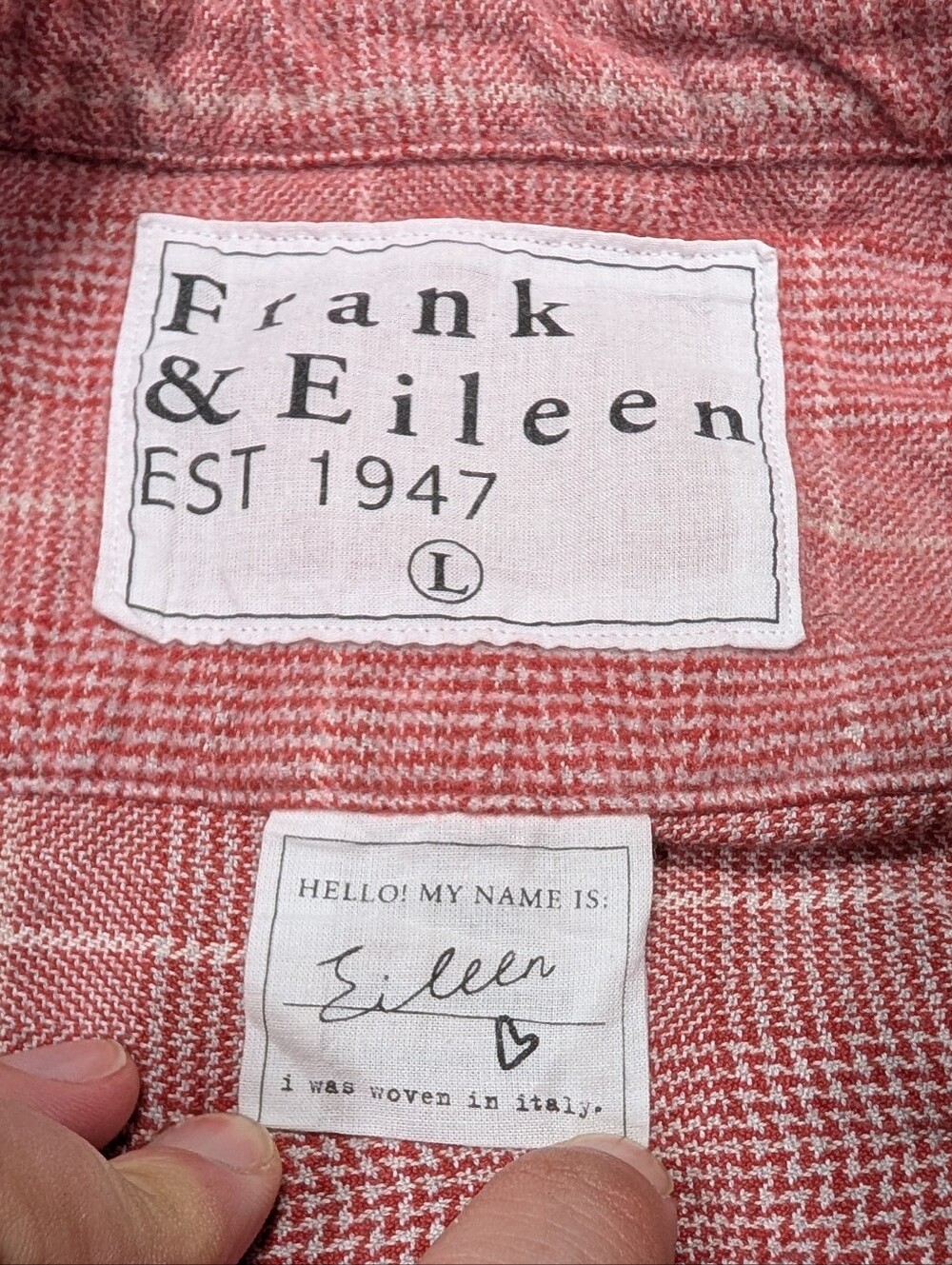 Frank & Eileen Shirt Womens L Red Plaid Eileen Relaxed Button Up Italian Flannel - Picture 3 of 7